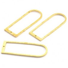 47x18x1.4mm Hammered Raw Brass D-Shape Connectors - Pack of 2