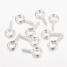 13x6.5mm Silver Plated Screw Eye Bails - Pack of 50