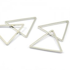 26.5x1.2mm Silver Plated Brass Triangle Link Connectors - Pack of 2