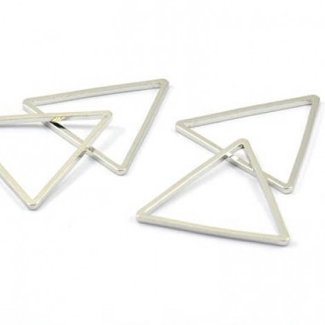 26.5x1.2mm Silver Plated Brass Triangle Link Connectors - Pack of 2