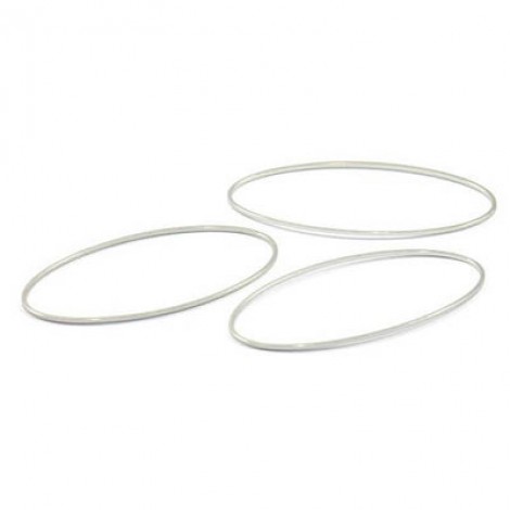 54x29x1mm Silver Plated Oval Shaped Connector Links - Pack of 4