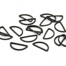 8x16x0.8mm Black Plated Oxidised Brass Half-Moon Connectors - Pack of 10