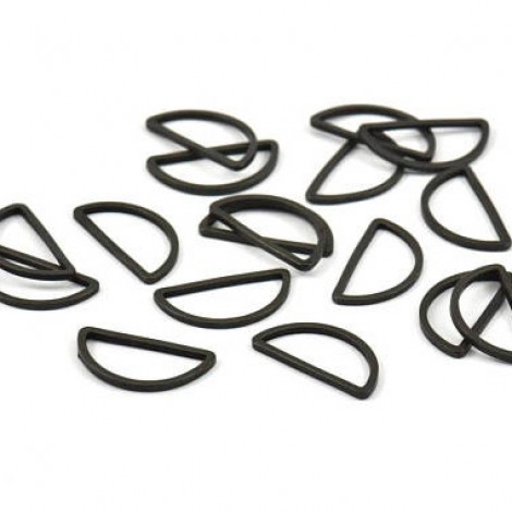 8x16x1mm Black Plated Oxidised Brass Half-Moon Connectors - Pack of 10