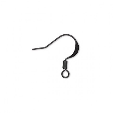 17mm 22ga Black Plated Fishhook Earwires with 3mm Coil