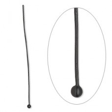 50mm (2in) Black Plated 22ga Ball Tipped Headpins - Pack of 10