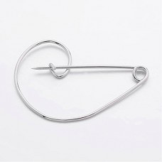 30x47mm Platinum Silver Swirl Brooch Pins - Each