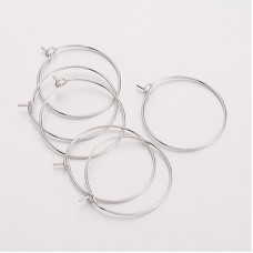 25mm Imitation Rhodium Nickel Free Earring or Wine Glass Hoops - Pack of 10 Pair