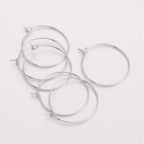 30mm Platinum Nickel Free Earring or Wine Glass Hoops
