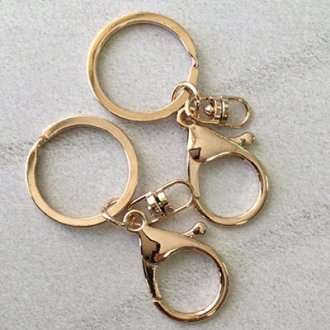 68mm Warm Gold Plated Swivel Clasp Clip w-Keyring