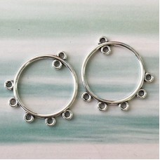 28x30mm Antique Silver Chandelier Round Earring Drops - Pack of 2 Pair