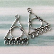 31x25mm Antique Silver Chandelier Triangle Earring Drops - Per Pair