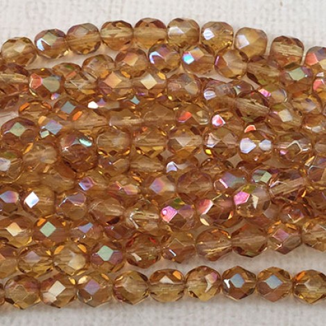6mm Czech Firepolish Glass Beads - Crystal Celsian - Pack of 20