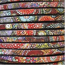 5mm Flat Printed Euro Leather Cord - Fireworks - Per metre