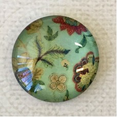 25mm Art Glass Backed Cabochons - Victorian Botanica Design 11 - Each