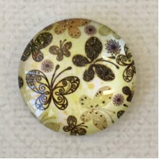 25mm Art Glass Backed Cabochons - Victorian Botanica Design 2 - Each