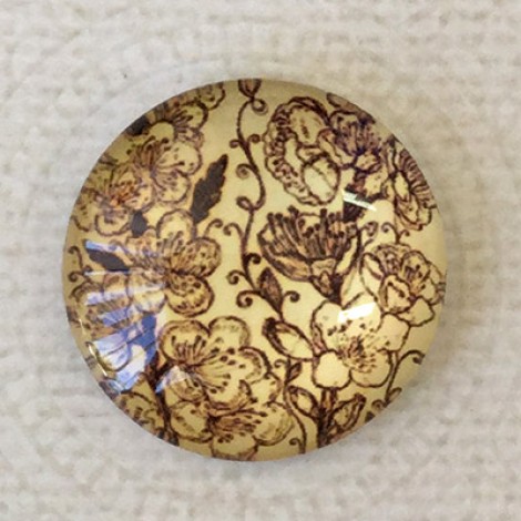 25mm Art Glass Backed Cabochons - Victorian Botanica Design 3 - Each 25mm Art Glass Backed Cabochons - Victorian Botanica Design 3 - Each