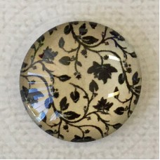 25mm Art Glass Backed Cabochons - Victorian Botanica Design 5 - Each