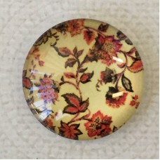 25mm Art Glass Backed Cabochons - Victorian Botanica Design 7 - Each