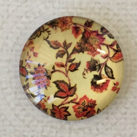 25mm Art Glass Backed Cabochons - Victorian Botanica Design 7 - Each 25mm Art Glass Backed Cabochons - Victorian Botanica Design 7 - Each