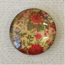 25mm Art Glass Backed Cabochons - Victorian Botanica Design 8 - Each