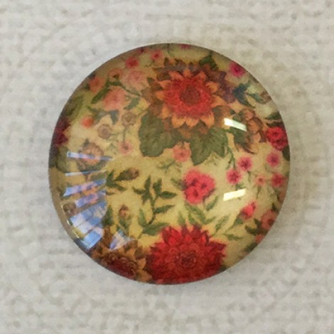 25mm Art Glass Backed Cabochons - Victorian Botanica Design 8 - Each 25mm Art Glass Backed Cabochons - Victorian Botanica Design 8 - Each