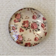 25mm Art Glass Backed Cabochons - Victorian Botanica Design 9 - Each
