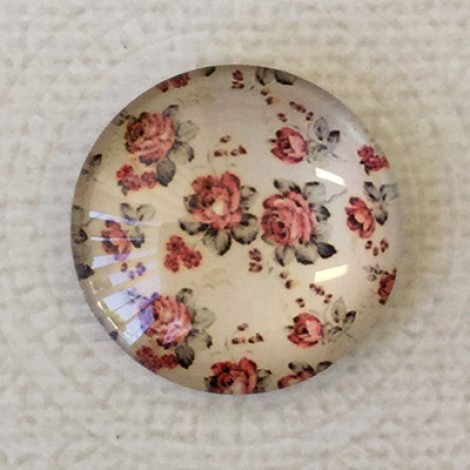 25mm Art Glass Backed Cabochons - Victorian Botanica Design 9 - Each 25mm Art Glass Backed Cabochons - Victorian Botanica Design 9 - Each