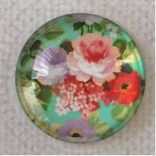25mm Art Glass Backed Cabochons - Floral Mix Design 1 - Each