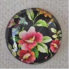25mm Art Glass Backed Cabochons - Floral Mix Design 4 - Each