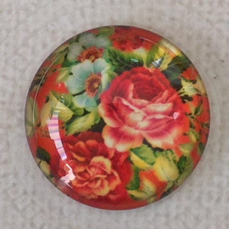 25mm Art Glass Backed Cabochons - Floral Mix Design 5 - Each 25mm Art Glass Backed Cabochons - Floral Mix Design 5 - Each