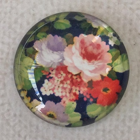 25mm Art Glass Backed Cabochons - Floral Mix Design 6 - Each 25mm Art Glass Backed Cabochons - Floral Mix Design 6 - Each