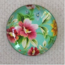 25mm Art Glass Backed Cabochons - Floral Mix Design 9 - Each