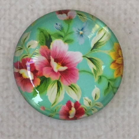 25mm Art Glass Backed Cabochons - Floral Mix Design 9 - Each 25mm Art Glass Backed Cabochons - Floral Mix Design 9 - Each