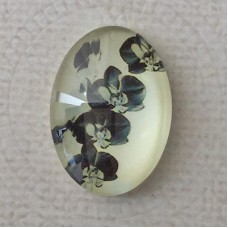 18x25mm Art Glass Oval Glass Cabochons - Floral Design 2 - Each