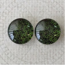 12mm Art Glass Backed Cabochons  - Japanese Design 8 - Per Pair