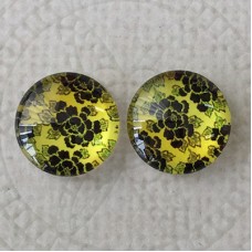 12mm Art Glass Backed Cabochons - Japanese Design 9 - Per Pair