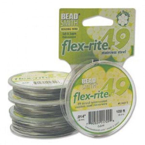 .014" 49 strand Flexrite Beading Wire - Clear - 100ft
