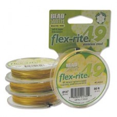 .014" 49st Satin Metallic Gold Beadsmith Flexrite Beading Wire - 30ft (9.1m)