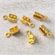 2mm Fold-Over Crimp Cord Endings - Gold Plated - Pack of 24