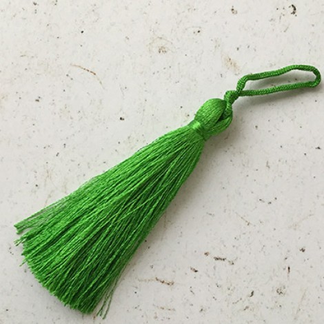 77mm Turkish Silk Thread Long Tassels - Forest Green