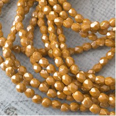 4mm Czech Firepolished Beads - Mustard Luster - Pack of 50
