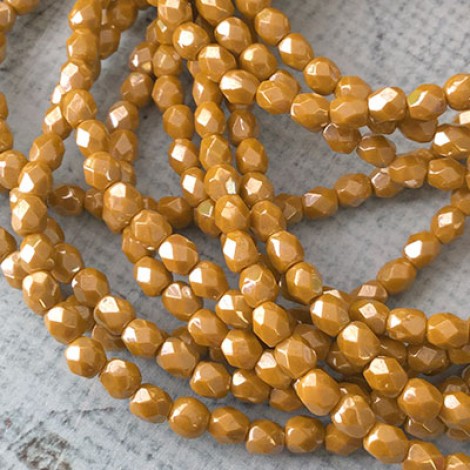 4mm Czech Firepolished Beads - Mustard Luster - Pack of 50