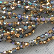 4mm Czech Firepolish Beads - Blue Montana Luster - Pack of 50