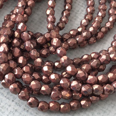 4mm Czech Firepolished Beads - Bronze Rusty - Pack of 50