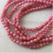 4mm Czech Firepolish Beads - Opaque Pink Coral - Pack of 50