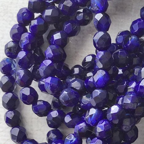 6mm Czech Firepolish Beads - Indigo - Pack of 20
