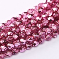 3mm Czech Firepolish Beads - Crystal Rose Metallic Ice - Pack of 50