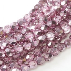 3mm Czech Firepolish Beads - Crystal Flamingo Metallic Ice - Pack of 50