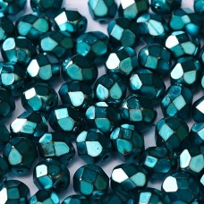 3mm Czech Firepolish Beads - Jet Heavy Metal Turquoise - Pack of 50