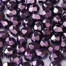 3mm Czech Firepolish Beads - Jet Heavy Metal Dark Magenta - Pack of 50